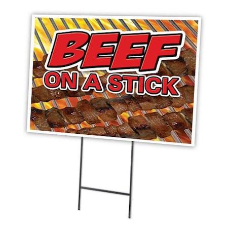 Beef On A Stick Yard Sign & Stake Outdoor Plastic Coroplast Window